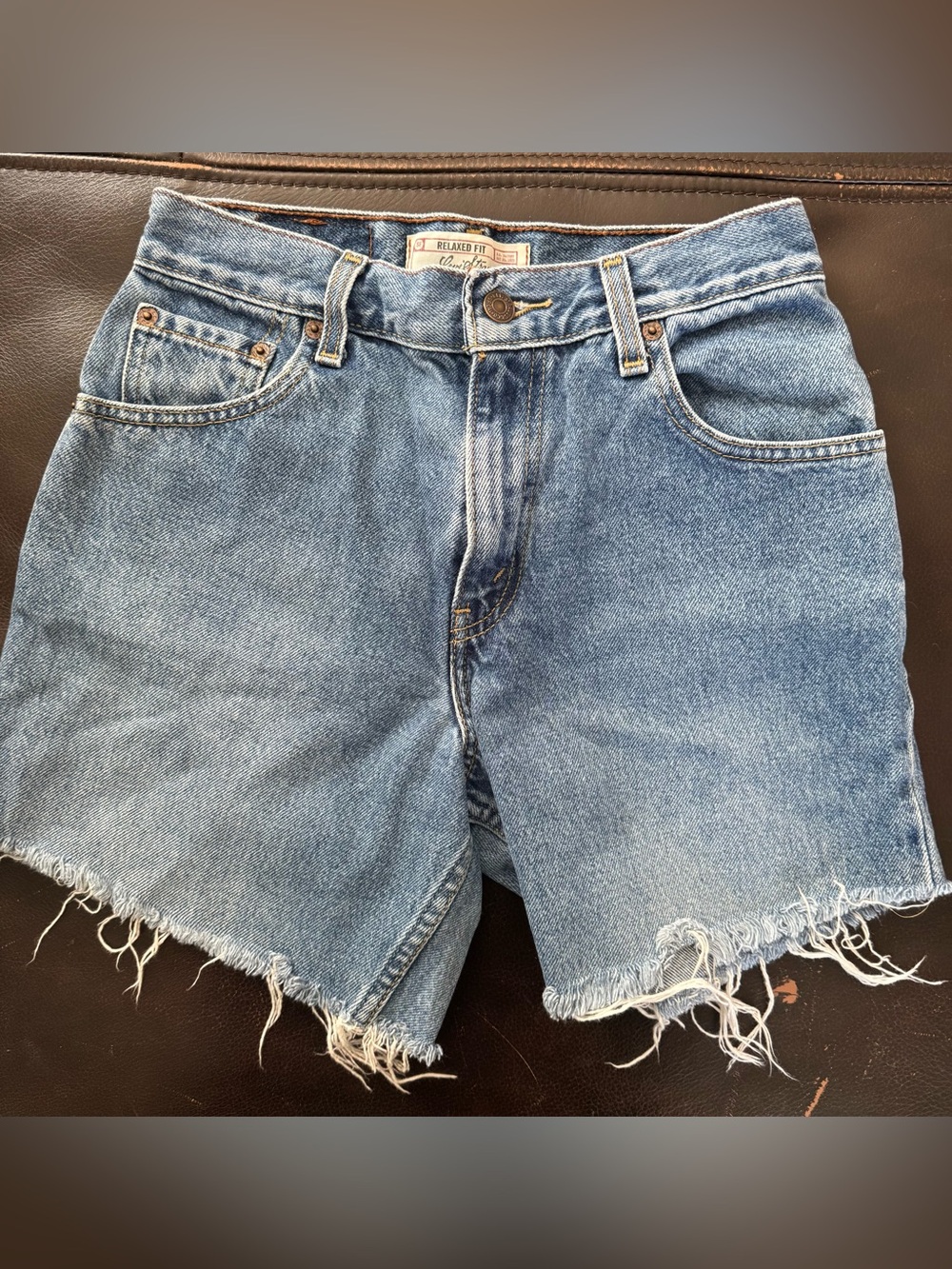 Levi's Relaxed Fit Light Blue Distressed High-Rise Denim Shorts